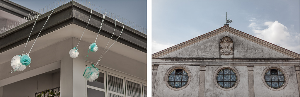 la facciata del duomo di correzzola ha tre finestre rotonde